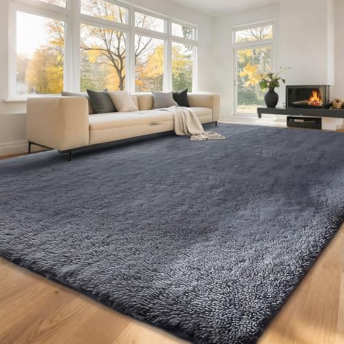 ZRSDIXKI Teppich Wohnzimmer 160x230-Hochflor Teppich Grau Teppiches für Schlafzimmer Wohnzimmer, Anti Rutsch Extra Große Teppiche Moderne Teppiche für Kinder Home Decor von ZRSDIXKI