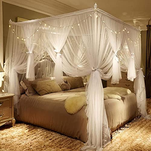 ZRZJBX 4 Ecken Pfosten-Himmelbett-Vorhangnetz, Luxuriöses, Gemütliches Schlafzimmer-Dekorationszubehör, Weiß, 1.8×2×2m ZRZJBX 4 Ecken Pfosten-Himmelbett-Vorhangnetz, Luxuriöses, Gemütliches Schlafzimmer-Dekorationszubehör, Weiß, 1.8×2×2m von ZRZJBX