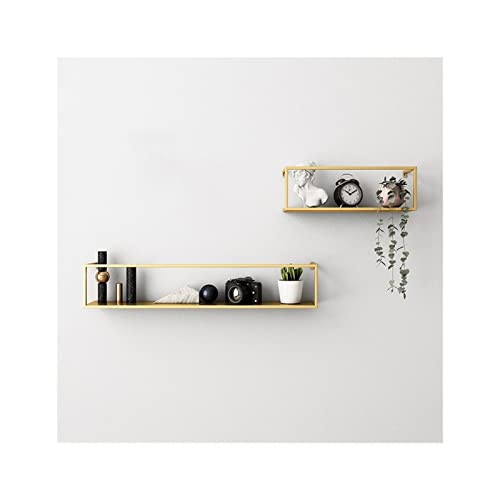 ZSDBYT 2-teiliges Set wandmontierter Lagerregale aus Schmiedeeisen für die Dekoration von Wohn- und Schlafzimmer, (Gold, Einheitsgröße) von ZSDBYT