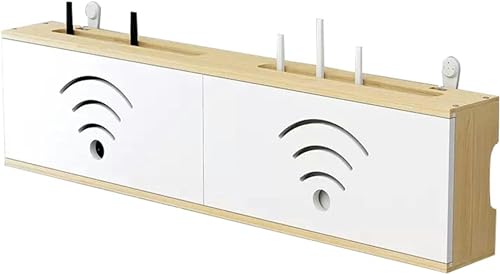 ZSDBYT Aufbewahrungsbox für WLAN-Router, wandmontiertes schwebendes Regal für das Wohnzimmer, Aufbewahrungsbox für Set-Top-Boxen für WLAN-Router (weiß, 60 cm) von ZSDBYT
