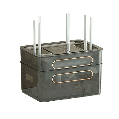 ZSDBYT Aufbewahrungsbox für WLAN-Router auf dem Schreibtisch, Kunststoff, 3-stöckiges Regal für kabellose Router, Dekoration, Set-Top-Box für das Wohnzimmer (Rauchgrau, 2 Etagen) von ZSDBYT