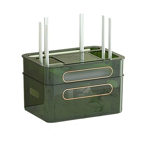 ZSDBYT Aufbewahrungsbox für WLAN-Router auf dem Schreibtisch, Kunststoff, 3-stöckiges Regal für kabellose Router, Dekoration, Set-Top-Box für das Wohnzimmer (transparentes Grün, 2 Etagen) von ZSDBYT