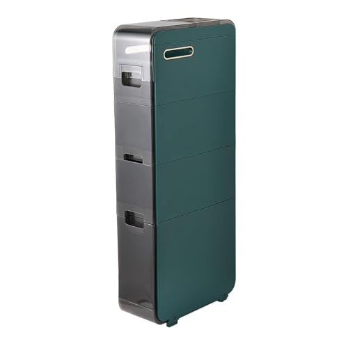 ZSDBYT Badezimmer-Standschrank mit transparenten Schubladen und Rollen, geeignet für kleine Räume und Lücken (Grün, 4 Schubladen) von ZSDBYT