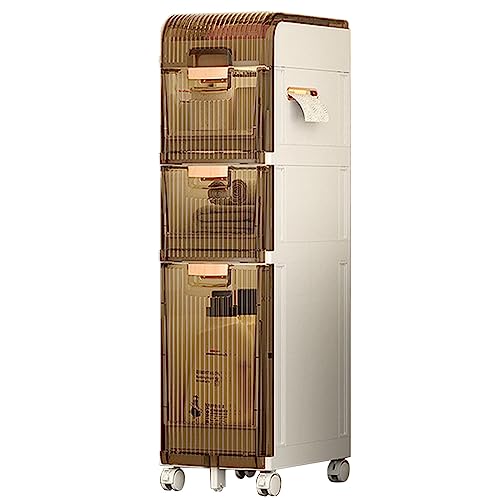 ZSDBYT Badezimmer-Unterschrank mit schmalem Schlitz, Turm-Aufbewahrungsregal, seitlich rollbar, mit transparenter Schublade (93 cm) von ZSDBYT