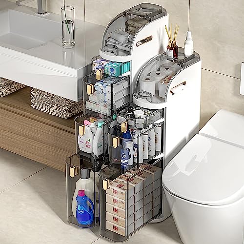ZSDBYT Badezimmer-Unterschrank mit transparenter Schublade, mobiler Aufbewahrungsschrank, geeignet für Küche und Eingangsbereich (3 Ebenen) von ZSDBYT
