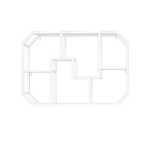 ZSDBYT Kombiniertes Metall-Wandregal, kreisförmiges Wandregal, besondere Dekoration für die Halle (weißes Rechteck) von ZSDBYT