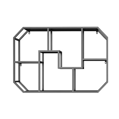 ZSDBYT Kombiniertes Metall-Wandregal, rundes Wandregal, besondere Dekoration für die Halle (schwarzes Rechteck) von ZSDBYT