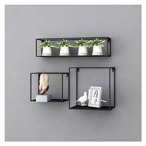 ZSDBYT Set mit 3 schwebenden Wandwürfelregalen aus Metall, Wandmontage, quadratische Aufbewahrungsorganisatoren für Schlafzimmer, Badezimmer (3 Stück, schwarz, Einheitsgröße) von ZSDBYT