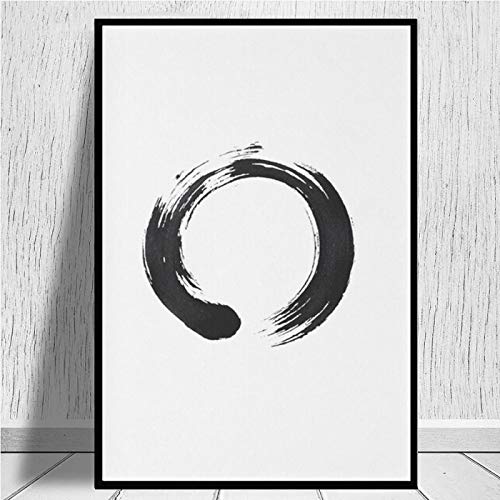 ZSDWGL Wanddeko Leinwand Gemälde Zen Enso Kreis Kunstdrucket Wand Bilderdruck Klassischer Seidenstoff Poster Aufkleber Helles Bild Raum Wohnkultur 50x70cm x1 Rahmenlos von ZSDWGL