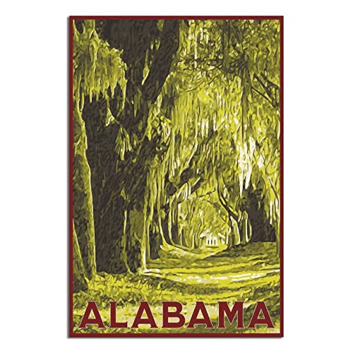 ZSEFV Alabama Vintage-Reiseposter, USA, dekoratives Poster, modernes Schlafzimmer, Leinwand, Kunstposter, Bild, Malerei, Poster, Wanddekoration, Kunstgeschenk von ZSEFV