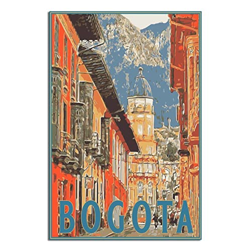 Bogota Colombia Street Vintage Reise Poster Dekorative Poster Modern Schlafzimmer Leinwand Kunst Poster Bild Gemälde Poster Wanddeko Kunst Geschenk von ZSEFV