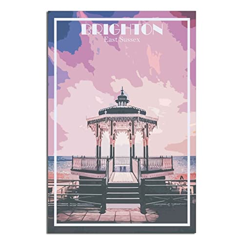 Brighton East Susex Skyline Vintage Reiseposter Dekorative Poster Modern Schlafzimmer Leinwand Kunst Poster Bild Gemälde Poster Wanddeko Kunst Geschenk von ZSEFV