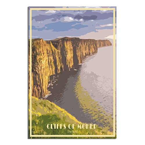 Cliffs of Moher Irland Vintage Reiseposter Skyline Dekorative Poster Modern Schlafzimmer Leinwand Kunst Poster Bild Malerei Poster Wanddeko Kunst Geschenk von ZSEFV