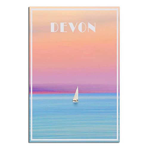 ZSEFV Devon England Segel-Vintage-Reiseposter, Skyline, dekoratives Poster, modernes Schlafzimmer, Leinwandkunst, Poster, Bild, Malerei, Poster, Wanddekoration, Kunstgeschenk von ZSEFV