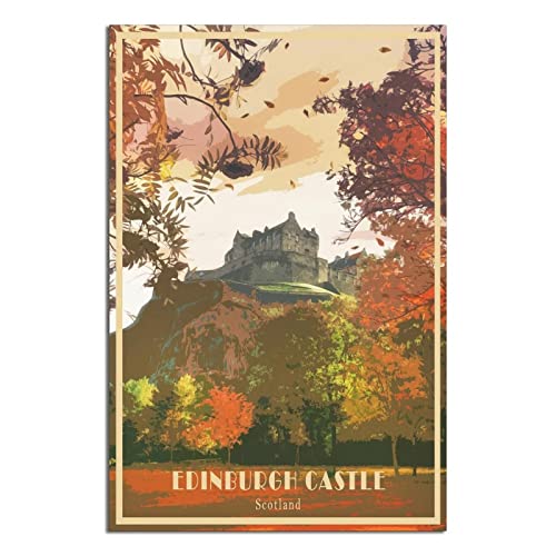 Edinburgh Castle Scotland Vintage Reiseposter Skyline Dekorative Poster Modern Schlafzimmer Leinwand Kunst Poster Bild Malerei Poster Wanddeko Kunst Geschenk von ZSEFV
