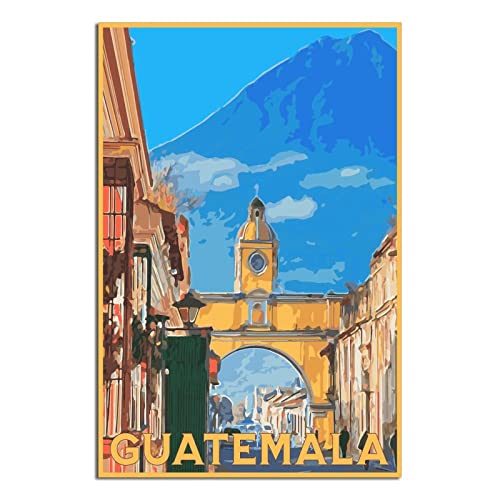 Guatemala Weihnachtsmann Catalina Bogen Vintage Reise Poster Dekorative Poster Modern Schlafzimmer Leinwand Kunst Poster Bild Malerei Poster Wanddeko Kunst Geschenk von ZSEFV