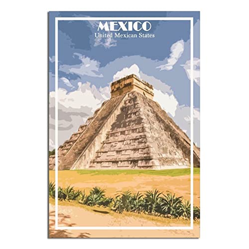 Mexico Yucatan Vintage Reiseposter Chichen Itza Dekorative Poster Modern Schlafzimmer Leinwand Kunst Poster Bild Malerei Poster Wanddeko Kunst Geschenk von ZSEFV