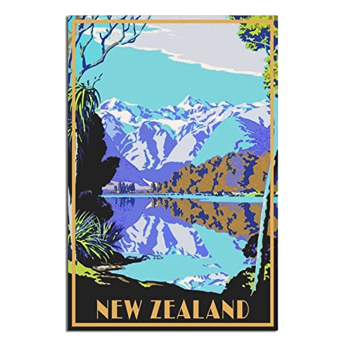 Neuseeland Vintage Reiseposter Skyline Dekorative Poster Modern Schlafzimmer Leinwand Kunst Poster Bild Gemälde Poster Wanddeko Kunst Geschenk von ZSEFV