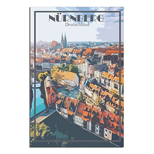 ZSEFV Nurnberg Deutschland Vintage Reiseposter Skyline Dekorative Poster Moderne Schlafzimmer Leinwand Kunst Poster Bild Malerei Poster Wanddekoration Kunst Geschenk von ZSEFV