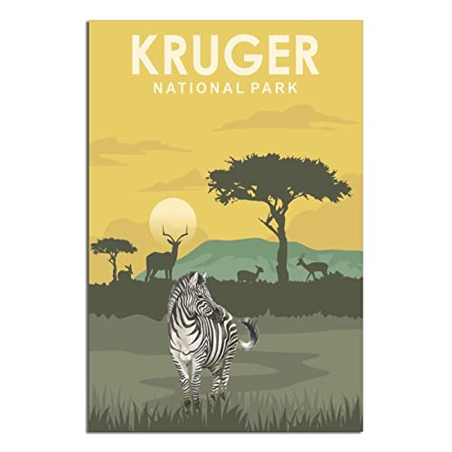 Vintage Kruger National Park Reiseposter Südafrika Sonnenuntergang Dekorative Poster Moderne Schlafzimmer Leinwand Kunst Poster Bild Malerei Poster Wanddeko Kunst Geschenk von ZSEFV