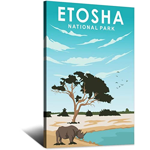 Vintage Namibia Reiseposter Etosha National Park Dekorative Poster Modern Schlafzimmer Leinwand Kunst Poster Bild Gemälde Poster Wanddeko Kunst Geschenk von ZSEFV
