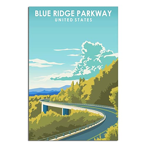 Vintage USA Reiseposter Blue Ridge Parkway Dekorative Poster Modern Schlafzimmer Leinwand Kunst Poster Bild Gemälde Poster Wanddeko Kunst Geschenk von ZSEFV