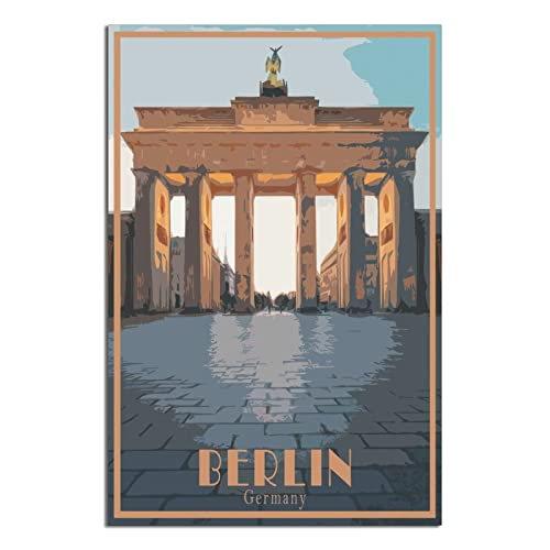 ZSEFV Deutschland, Berlin, Vintage-Reiseposter, Skyline, dekoratives Poster, modernes Schlafzimmer, Leinwandkunst, Poster, Bild, Malerei, Poster, Wanddekoration, Kunstgeschenk von ZSEFV