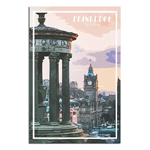 ZSEFV Edinburgh Schottland Vintage Reiseposter Skyline Dekorative Poster Moderne Schlafzimmer Leinwand Kunst Poster Bild Malerei Poster Wanddekoration Kunst Geschenk von ZSEFV