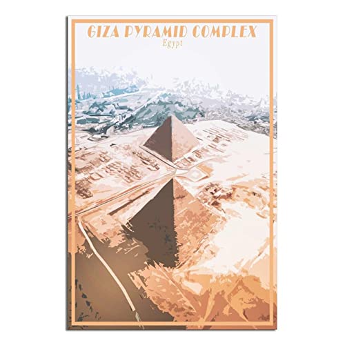 ZSEFV Gizeh Pyramide Komplex Kairo Ägypten Vintage Reiseposter Dekorative Poster Moderne Schlafzimmer Leinwand Kunst Poster Bild Malerei Poster Wanddekoration Kunst Geschenk von ZSEFV