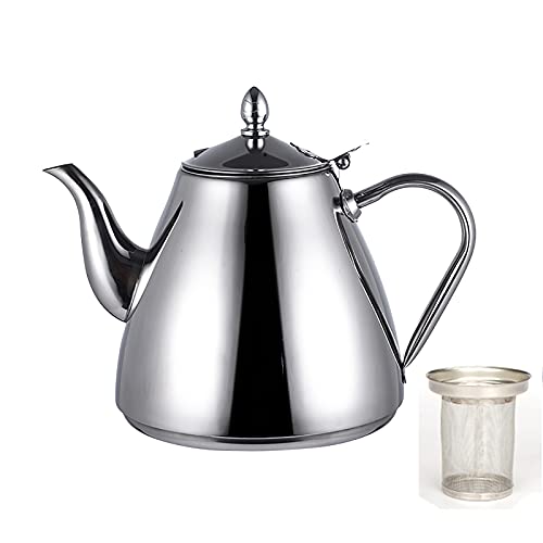 ZSH Teekanne, (1.2/1,5 / 2l) 304 Edelstahl Tee Pot Easy goot Teekanne mit Infuser-Korb, für Restaurants, Konferenzräume, Wohnzimmer (Size : 2L) von ZSH