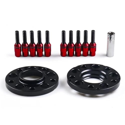 ZSHYTWE Spurplatten 15 Mm 72,56 Mm 5 X 120 Mm Hubzentrische Spurverbreiterungen M12 X 1,5 Konische Schrauben für 3er-Serie 316i 318is 318i 320i Verbreiterte Spurverbreiterung(Red Bolts) von ZSHYTWE
