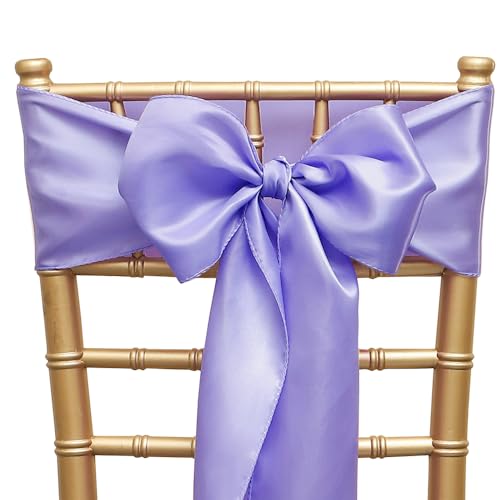 ZSJFMF 50 Stück Satin-Lavendel-Stuhlschärpen, 17.8x274.4 cm, Universal-Gold-Stuhlbänder für Hochzeit, Zeremonie, Party, Bankett, Restaurant, Veranstaltung, Stuhl, Stuhlschärpen, 50 Stück von ZSJFMF