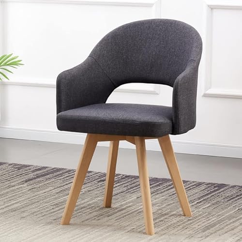 ZSJSM 360 ° Dreh Akzent Stuhl gepolsterte Wanne Sessel mit massiven Holzbeinen stilvoller hohles Rücken Design für Esszimmer und Schlafzimmer Grauer bequemer Schreibtischstuhl von ZSJSM