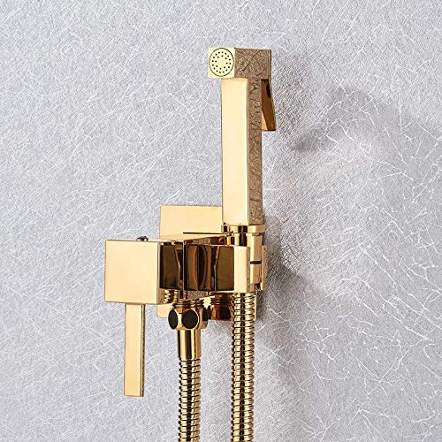 ZSJSM Bidet Wasserhahn Messing Duschheilmaschine Mixer Kaltes heißer Wassermischer Crane Quadratschuhe Sprühgerät Kopf -Tap -Toilettenarmatur (Goldpolitur a) von ZSJSM