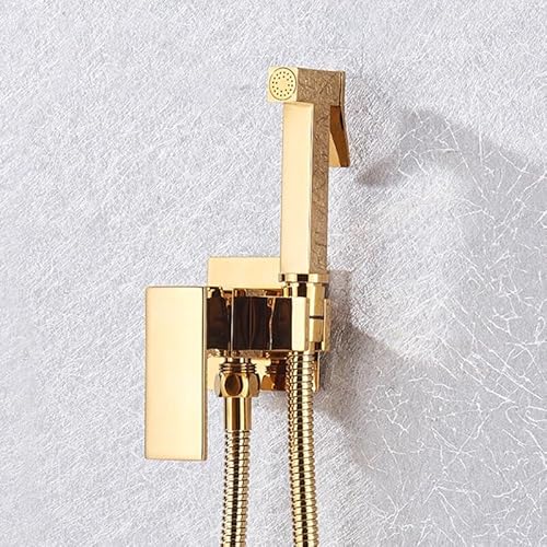 ZSJSM Bidet Wasserhahn Messing Duschheilmaschine Mixer Kaltes heißes Wassermixer Crane Quadratschuhe Sprühgerät Kopf -Tap Toilettenarmatur (Goldpolitur B) von ZSJSM