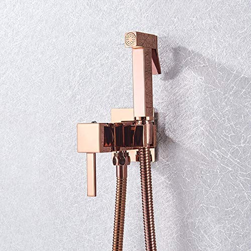 ZSJSM Bidet Wasserhahn Messing Duschheilmaschine Mixer Kaltes heißes Wassermixer Crane Quadratschuhe Sprühgerät Kopf -Tap Toilettenarmatur (Roségold) von ZSJSM