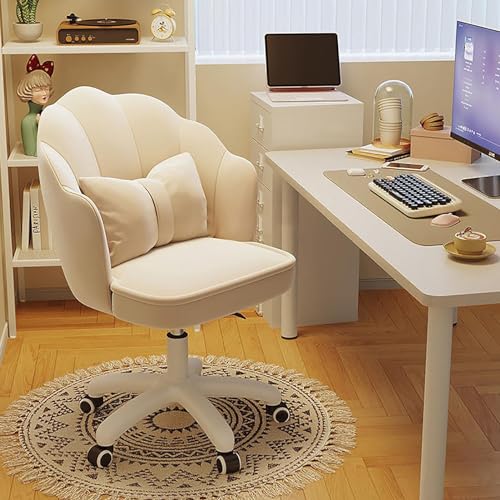 ZSJSM Fluffy Velvet Desk Stuhl Verstellbarer Spinnstuhl Comfy Polster Office Chair für Vanity & Computer -Gebrauch (weiß) von ZSJSM