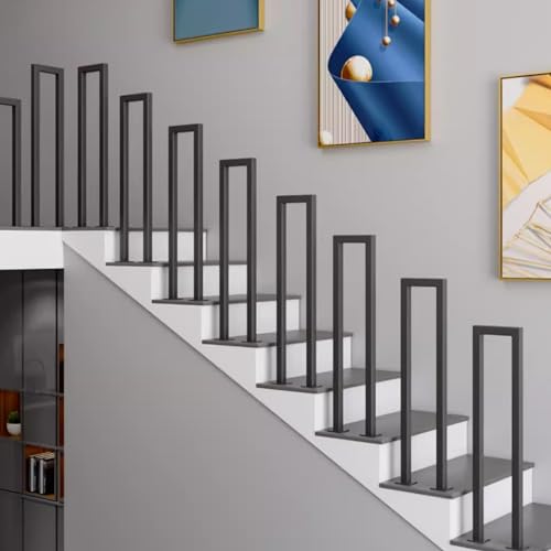 ZSJSM Garten Black Metall ILs für Outdoor & Innennutzung U -förmiges Treppengeländer Langlebige Grabhandlungsstange für Veranda & Deck 75 cm (2,5 Fuß) Bodenmontage Bannister Rail von ZSJSM