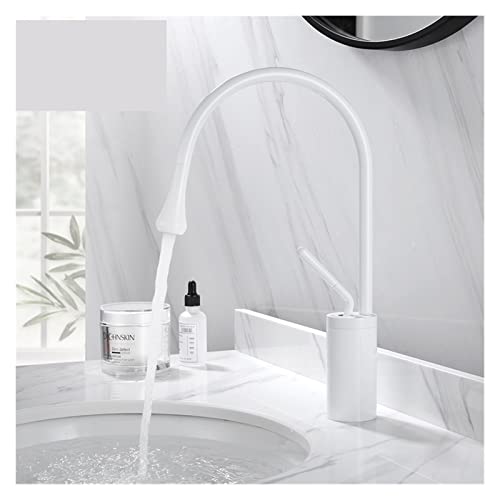 ZSJSM Gebürstetes Gold Modern Basin Wasserhahn Deck montiertem Mixer Tipp für Badezimmer und Küchenspüle Stylish schwarz und silberndes Finish Haltelable Messing Wasserhahn (weißes Medium) von ZSJSM