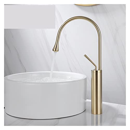 ZSJSM Gebürstetes goldenes Basin Wasserhahn Modern Deck montiertem Mixer Hahn für Badezimmer und Küchenspüle kaltes Wasser Messing Wasserhahn stilvolles Schwarz & Silber Finish von ZSJSM