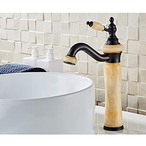 ZSJSM Hohes Öl geriebenes Bronze Messing Waschbecken Wasserhahn Europäischer Wasserhahn kaltes heißes Becken Waschbecken Wasser-Tap Retro Einloch-Waschbeckenmischer kann sich um 360 Grad drehen von ZSJSM