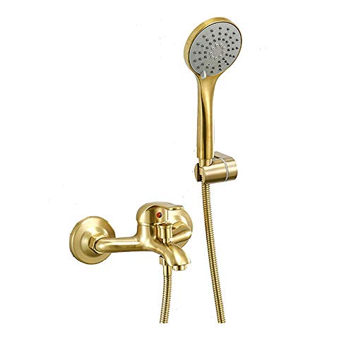 ZSJSM Klassiker Badewanne Wasserhahn gebürstetes goldenes Messing Wandmontaged Badezimmer Duscharmaturen -Set Eingriff multifunktionaler Duschmischer -Zapfhähne mit 3 Spray ABS -Handheld -Dusche, ZSJSM Klassiker Badewanne Wasserhahn gebürstetes goldenes Messing Wandmontaged Badezimmer Duscharmaturen -Set Eingriff multifunktionaler Duschmischer -Zapfhähne mit 3 Spray ABS -Handheld -Dusche, von ZSJSM