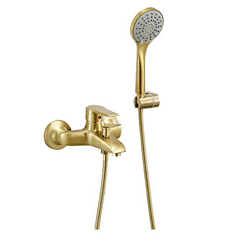ZSJSM Klassiker Badewanne Wasserhahn gebürstetes goldenes Messing Wandmontaged Badezimmer Duscharmaturen -Set Eingriff multifunktionaler Duschmischer -Zapfhähne mit 3 Spray ABS -Handheld -Dusche, ZSJSM Klassiker Badewanne Wasserhahn gebürstetes goldenes Messing Wandmontaged Badezimmer Duscharmaturen -Set Eingriff multifunktionaler Duschmischer -Zapfhähne mit 3 Spray ABS -Handheld -Dusche, von ZSJSM