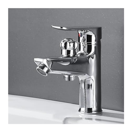 ZSJSM Küchenarmatur, Messing Badezimmer Basin Wasserhahn schwarzer Eingriff Waschbecken Wasserhahn mit Duschkopf heiß und kalter Tap -Mixer Tipp (a) von ZSJSM