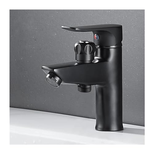 ZSJSM Küchenarmatur, Messing Badezimmer -Becken Wasserhahn schwarzer Eingriff Waschbecken Wasserhahn mit Duschkopf heiß und kaltes Tap -Mixer Tipp (B) von ZSJSM