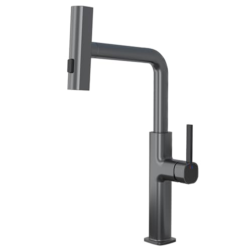 ZSJSM Luxus schwarzes Küchenspüle Wasserhahn ausziehen Sprühwasserfall Niederschlag Design Messingmixer Tap für moderne Küchen langlebig und stilvoll! von ZSJSM