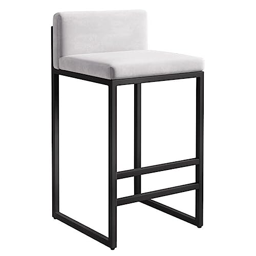 ZSJSM Moderne Velvet Counter Heighing Hocker mit Back Polstered Barstühlen für Kücheninsel & Essstile Bauernhausdesign mit Metallbeinen (Farbe: Weiße Größe: Schwarze Beine) von ZSJSM