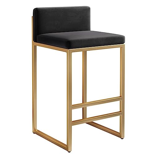 ZSJSM Moderne Velvet Counter Height Barhocker mit Rücken U2013 Polsterte Kücheninselstühle Bauernhaus Stil Metallbeine Schwarze Farbe Perfekt zum Essen und Unterhalt von ZSJSM