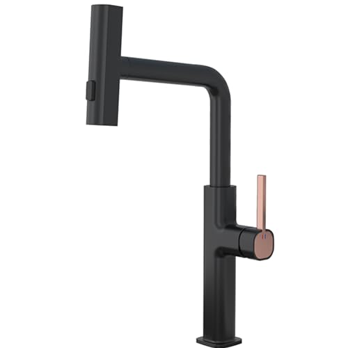 ZSJSM Schwarzes Messing Küchenspüle Wasserhahn Wasserfall Niederschlag Design mit Pise Out Sprayer Eingriff Mixer -Hahn für moderne Küchen von ZSJSM