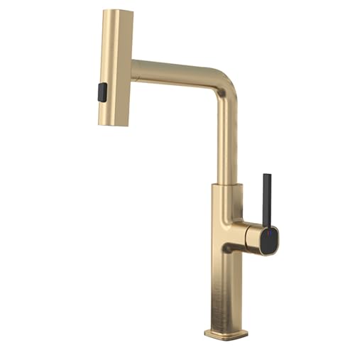 ZSJSM Schwarzes Messing Küchenspüle Wasserhahn ausziehen Sprühwasserfall Niederschlag Design Eingriff Mixer Tippen Sie auf moderne langlebige und einfach zu installierende für stilvolle Küchen von ZSJSM